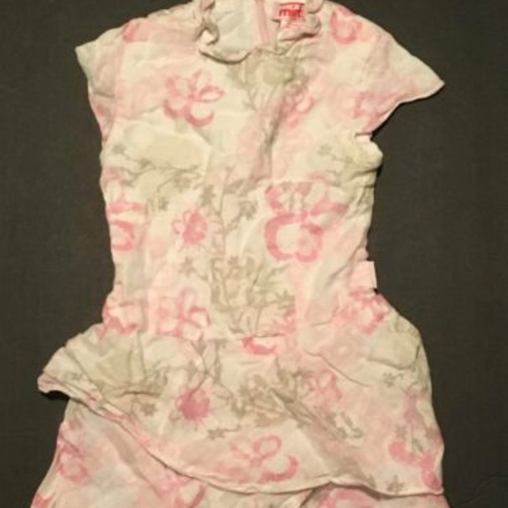 MIRTILLO Girls' Italian Boutique Linen Layered Floral Dress ~ Sz 3T